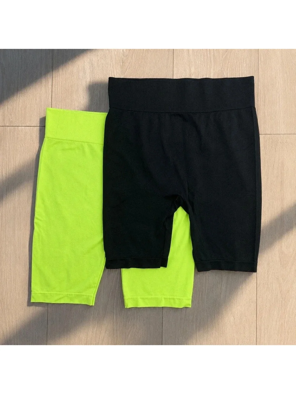 Eye Candy Shaper Shorts Set of 2 Black & Neon Green Size 2X Seamless Nylon